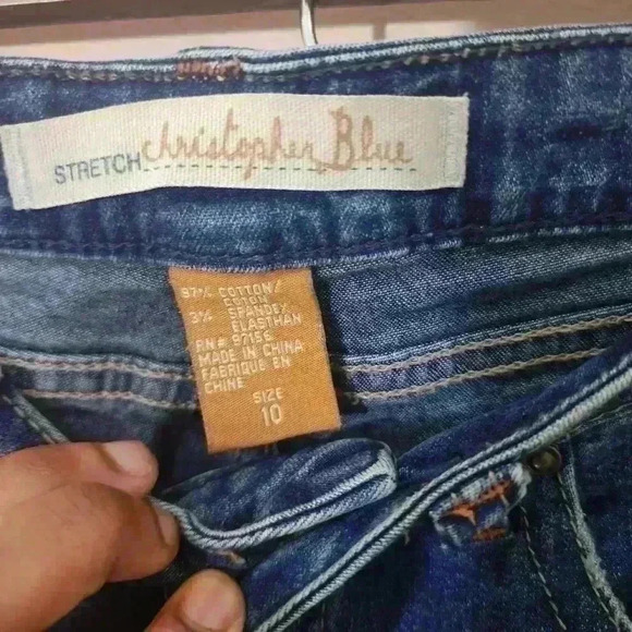 P5006 Christopher Blue  medium denim Capri  denim jeans size 32/8 nwot - Picture 5 of 7